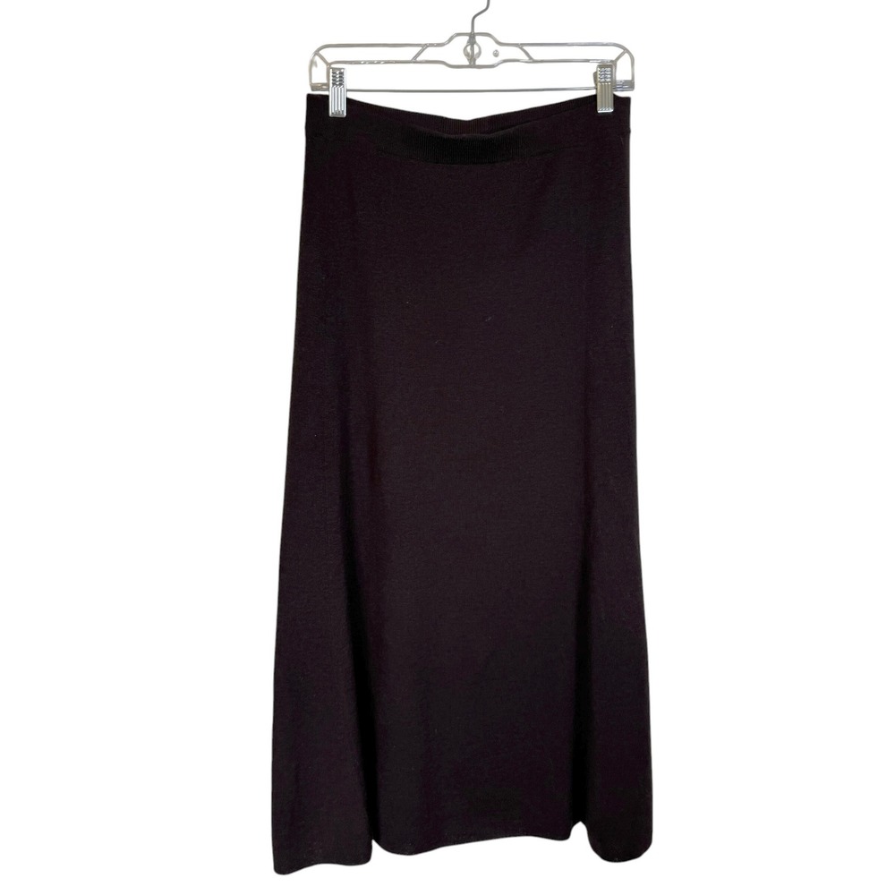 Eileen Fisher Knit Skirt Women Small Brown Excellent 100% Wool Italian Flare